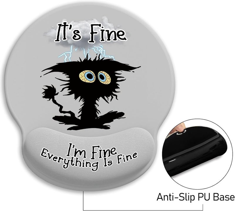 Blusabaca Ergonomic Mouse Pad with Wrist Support, Mouse Pad with Wrist Rest, Black Cat Gaming Mousepad with Non-Slip Pain Relief PU Base, Cute Mouse Pad for Desk Accessories Office Supplies Decor - Image 5